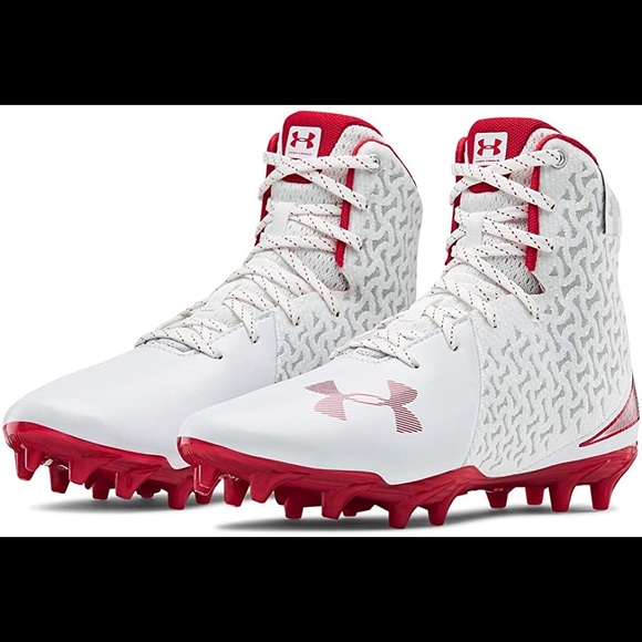 Under Armour Highlight MC Lacrosse Cleats White And Red  size 6 - Picture 2 of 11